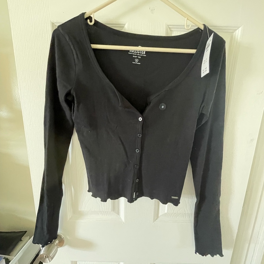 Hollister Black Button-Up Women's Top